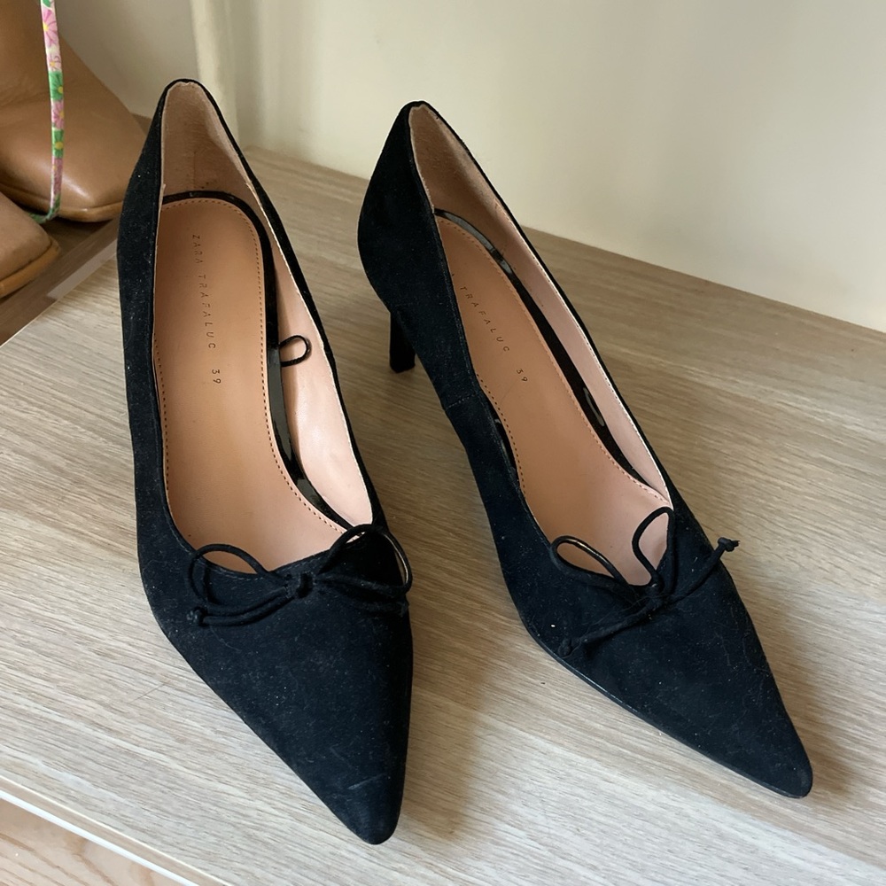 Zara Black Suede Heels